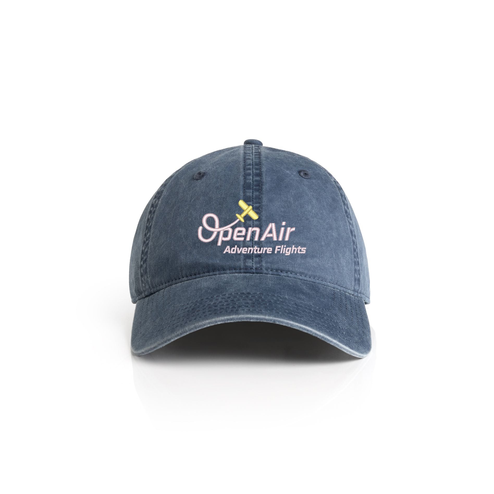Blue cap with 'OpenAir Adventure Flights' logo on a white background